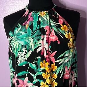 Tommy Bahama Floral Tropical Silk Halter Top Sleeveless M
